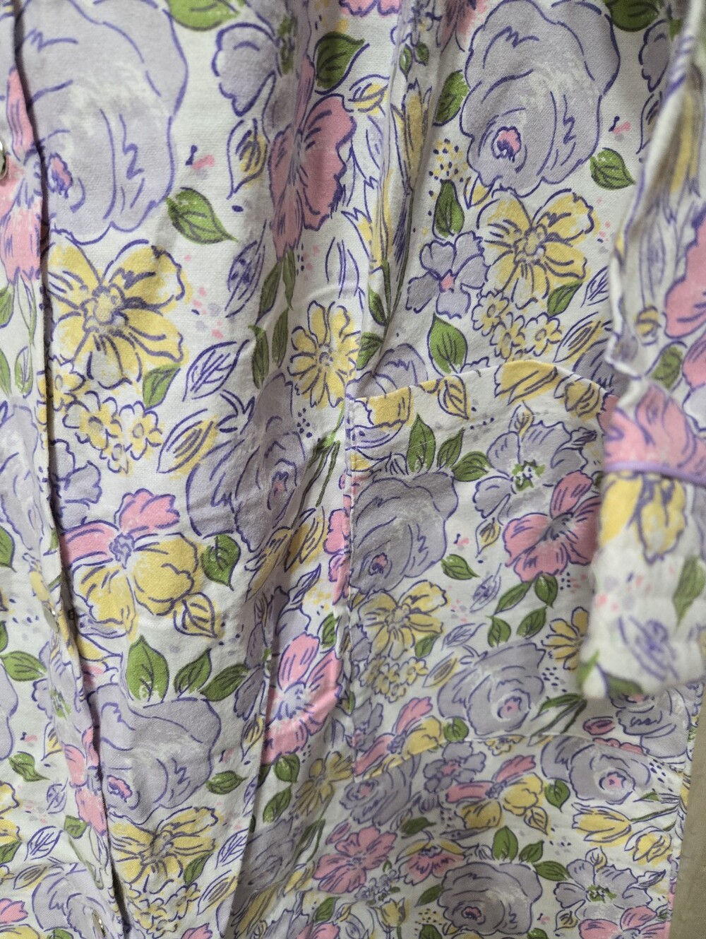 Moon Dance Vintage Purple Floral 100% Cotton Button Down Night Robe EUC - Picture 2 of 6